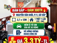 Bán nhà hẻm xe hơi thông Nguyễn Văn Khối Gò Vấp 45m2 chỉ  3.3 tỷ