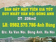 CHÍNH CHỦ BÁN ĐẤT MẶT TIỀN GIÁ TỐT DUY NHẤT VÂN NỘI-ĐÔNG ANH