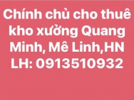Chính chủ cho thuê kho xưởng tại tổ 8 Thị Trấn Quang Minh, Mê Linh,