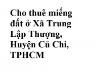Cho thuê miếng đất ở Xã Trung Lập Thượng, Huyện Củ Chi, TPHCM