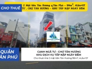 Cho thuê nhà 2 mặt tiền Tân Hương 90m², 4Lầu+ST - CẠNH NGÃ TƯ, CHỢ