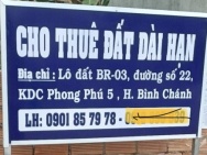 Cho thuê đất mặt tiền lô BR - 03, đường số 22, KDC Phong Phú 5, H.