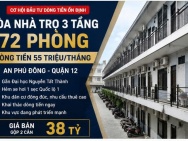 BÁN TÒA CHDV 72 PHÒNG – 595M² – DÒNG TIỀN 55TR – AN PHÚ ĐÔNG, Q 12