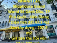 CHÍNH CHỦ CẦN BÁN NHANH Căn Shophouse Grand World TP Phú Quốc –