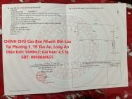 CHÍNH CHỦ Cần Bán Nhanh Đất Lúa Tại Phường 5, TP Tân An, Long An