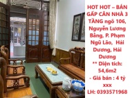 HOT HOT – BÁN GẤP CĂN NHÀ 3 TẦNG ngõ 106, Nguyễn Lương Bằng, P.