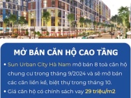 Dự án Sun Urban City hà nam chính thức mở bán và công bố giá bán cụ