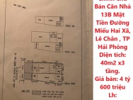 Chính Chủ Bán Căn Nhà 13B Mặt Tiền Đường Miếu Hai Xã, Lê Chân , TP