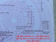 ĐẤT ĐẸP – GIÁ ĐẦU TƯ  - CẦN BÁN GẤP LÔ ĐẤT TẠI  Khu Chợ Mới, P.