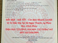 ĐẤT ĐẸP - GIÁ TỐT - Cần Bán Nhanh Lô Đất Vị Trí Đắc Địa Tại Xã Ngọc