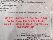 ĐẤT ĐẸP – GIÁ ĐẦU TƯ  - CẦN BÁN LÔ ĐẤT  TẠI Tam Thanh, Phú Quý,