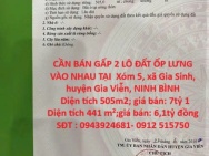 CẦN BÁN GẤP 2 LÔ ĐẤT ỐP LƯNG VÀO NHAU TẠI  Xóm 5, xã Gia Sinh,