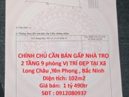 CHÍNH CHỦ CẦN BÁN GẤP NHÀ TRỌ 2 TẦNG 9 phòng VỊ TRÍ ĐẸP TẠI Xã Long