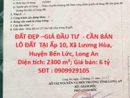 ĐẤT ĐẸP –GIÁ ĐẦU TƯ  - CẦN BÁN LÔ ĐẤT  TẠI Ấp 10, Xã Lương Hòa,