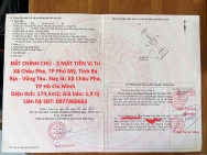 ĐẤT CHÍNH CHỦ - 2 MẶT TIỀN Vị Trí Xã Châu Pha, TP Phú Mỹ, Tỉnh Bà