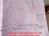 Sở Hữu SIÊU PHẨM ĐẤT CHÍNH CHỦ - THỔ CƯ 100% - Thôn Phú Thọ, Quảng