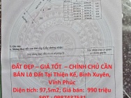 ĐẤT ĐẸP – GIÁ TỐT  – CHÍNH CHỦ CẦN BÁN Lô Đất Tại Thiện Kế, Bình