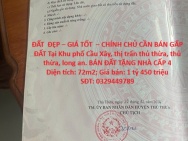 ĐẤT  ĐẸP – GIÁ TỐT  – CHÍNH CHỦ CẦN BÁN GẤP ĐẤT Tại Khu phố Cầu