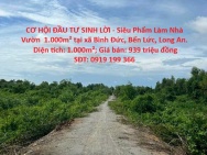 CƠ HỘI ĐẦU TƯ SINH LỜI - Siêu Phẩm Làm Nhà Vườn  1.000m² tại xã