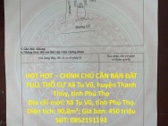 HOT HOT – CHÍNH CHỦ CẦN BÁN ĐẤT FULL THỔ CƯ Xã Tu Vũ, huyện Thanh