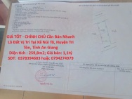 GIÁ TỐT - CHÍNH CHỦ Cần Bán Nhanh Lô Đất Vị Trí Tại Xã Núi Tô,