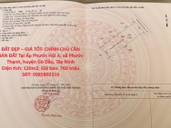 ĐẤT ĐẸP – GIÁ TỐT- CHÍNH CHỦ CẦN BÁN ĐẤT Tại Ấp Phước Hội A, xã