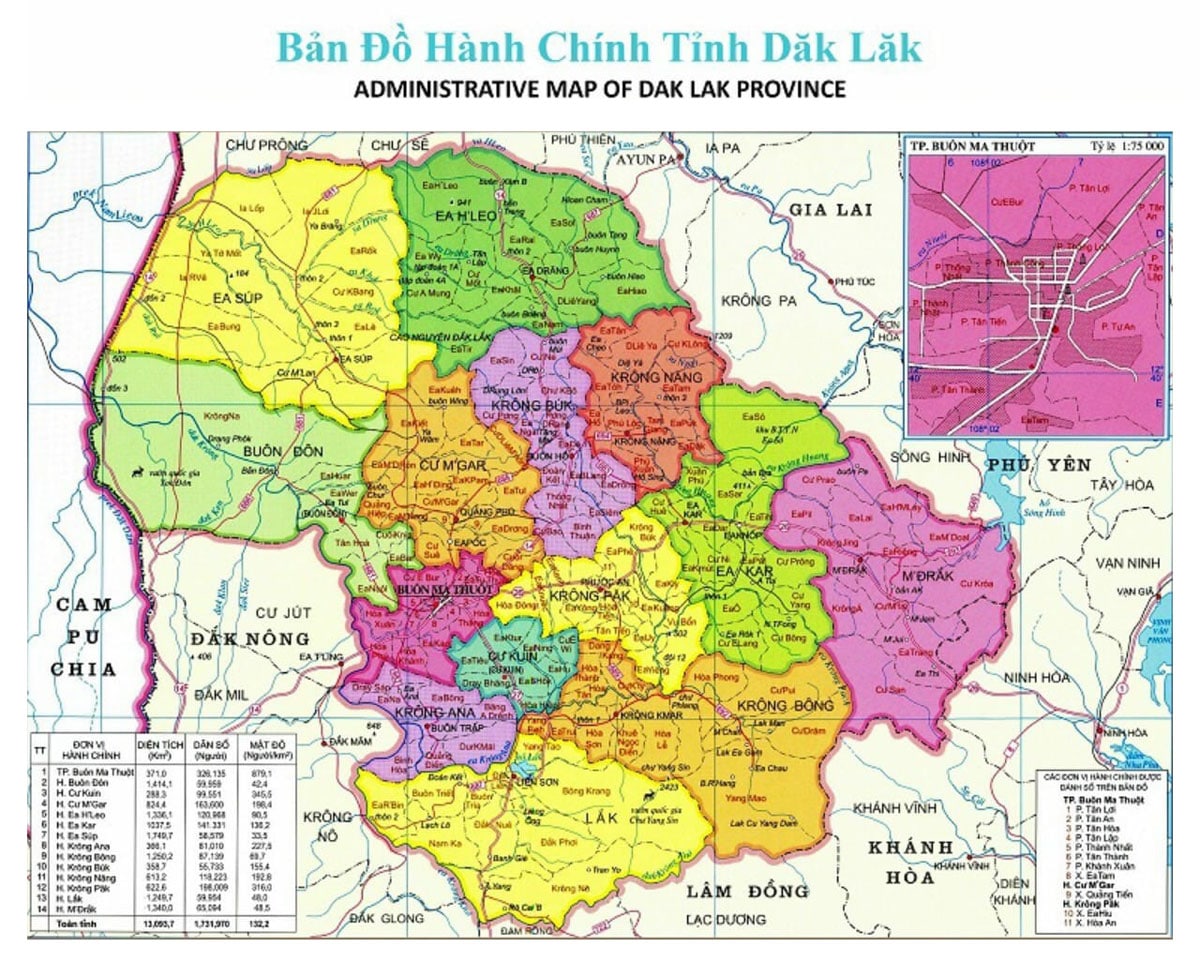 Bản đồ hành chính Daklak -Mua bán nhà đất 2022 giá rẻ cần biết